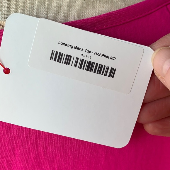 NWT ODDY hot pink looking back ruffle sleeve top sz S lightweight summer staple - Picture 5 of 7